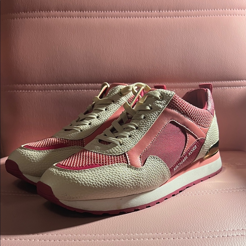 Michael Kors Women's Sneakers in Pink and Cream - Picture 3 of 5